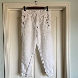 Athleta White Track Pants Relaxed Fit Tapered